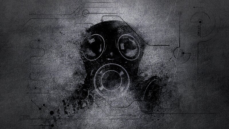 Gas Mask on Grunge Background