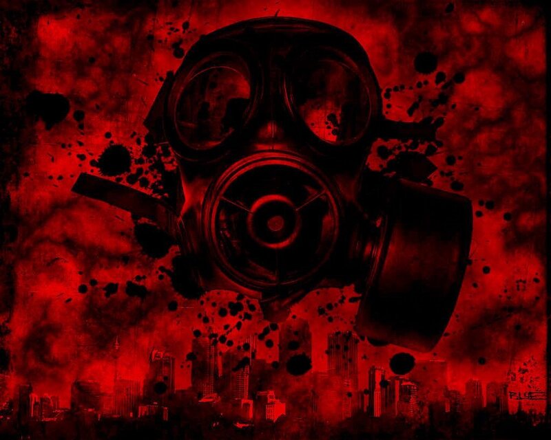 Gas Mask over City