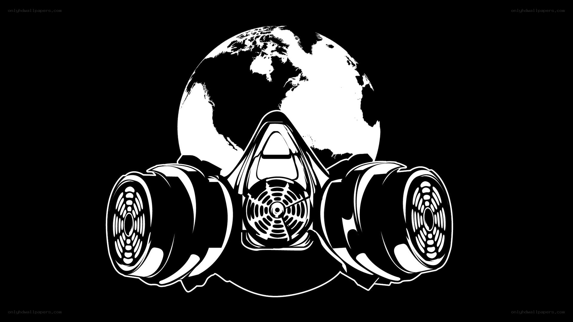 gas mask over earth