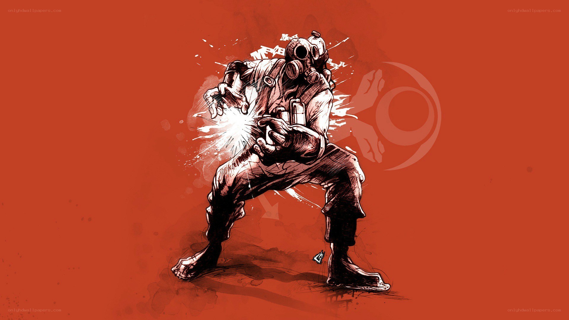gas mask soldier artwork