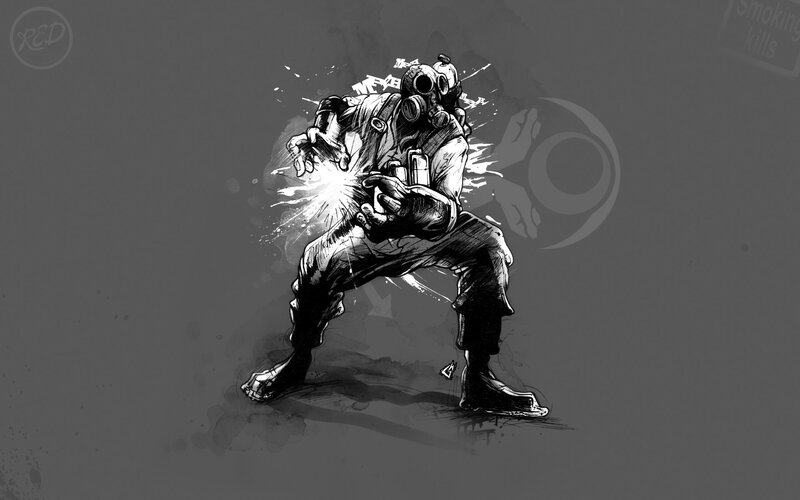 gas mask warrior artwork