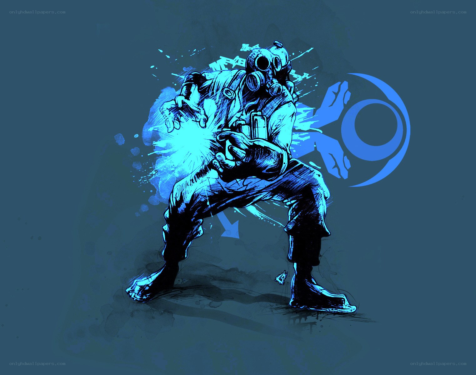 gas mask warrior illustration