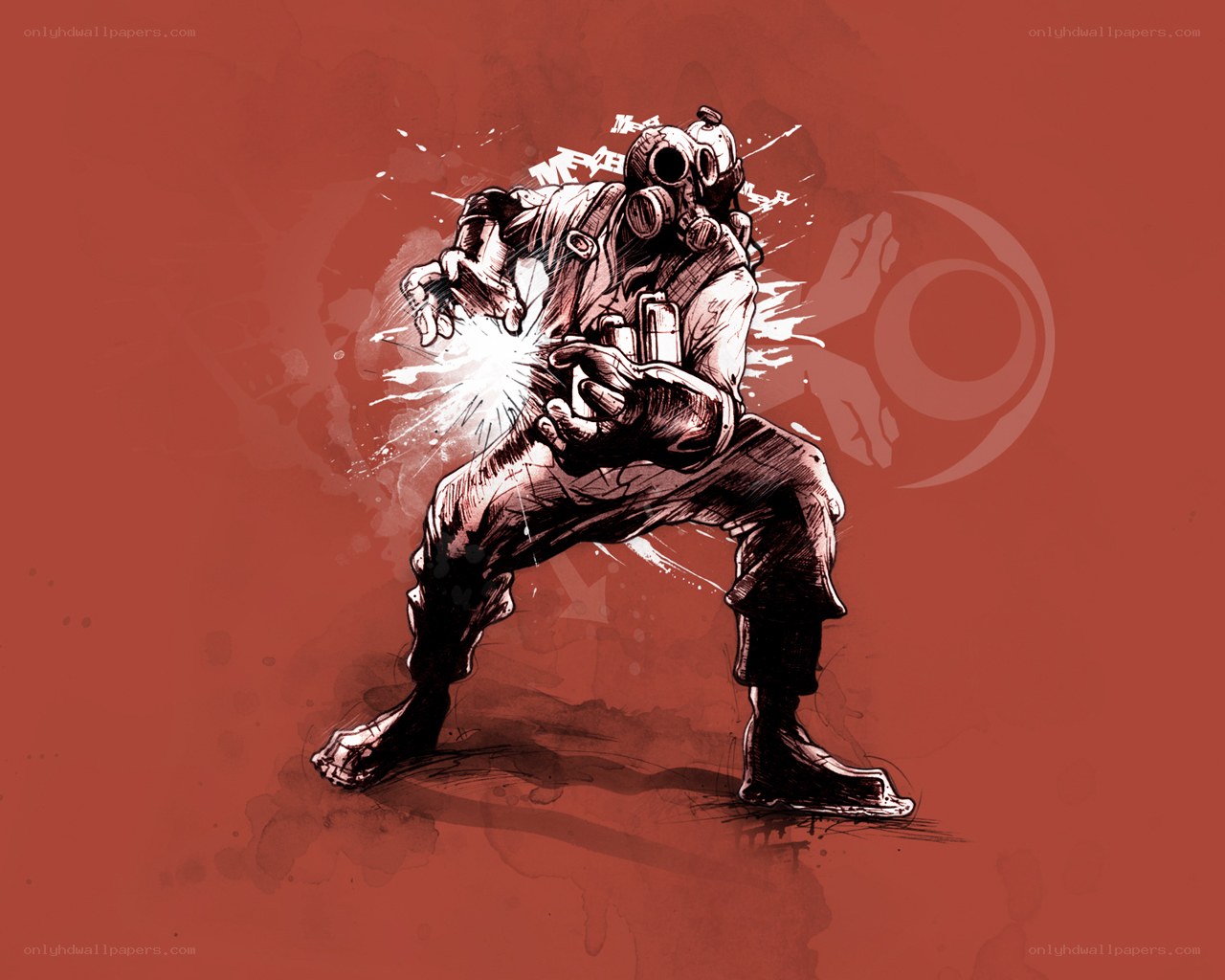 gas mask warrior illustration