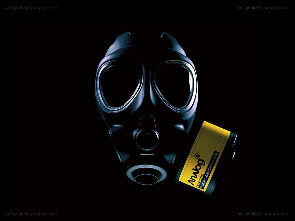 gas mask with analog label