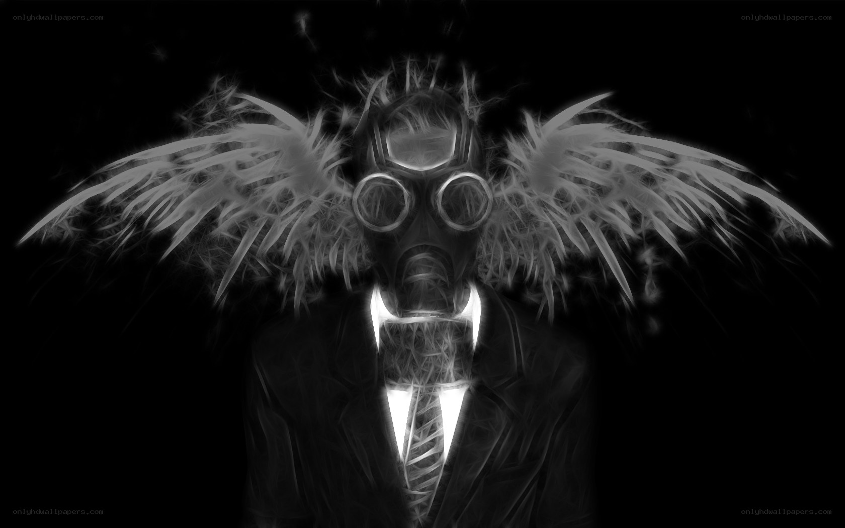 gas mask with angel wings