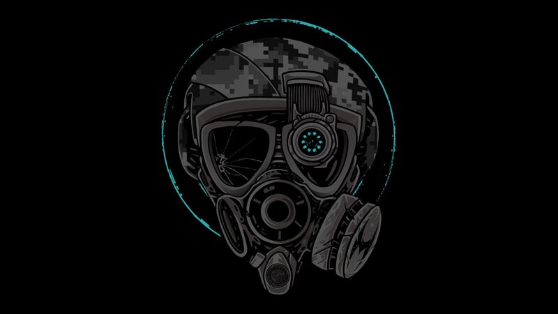 gas mask with digital camouflage