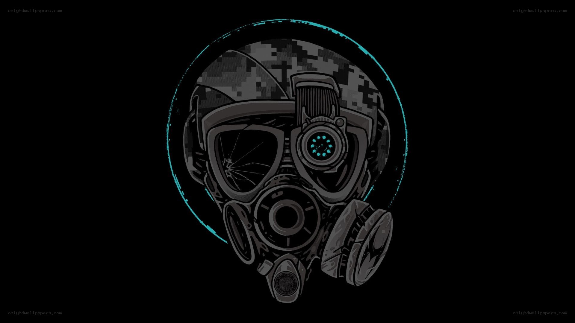 gas mask with digital camouflage