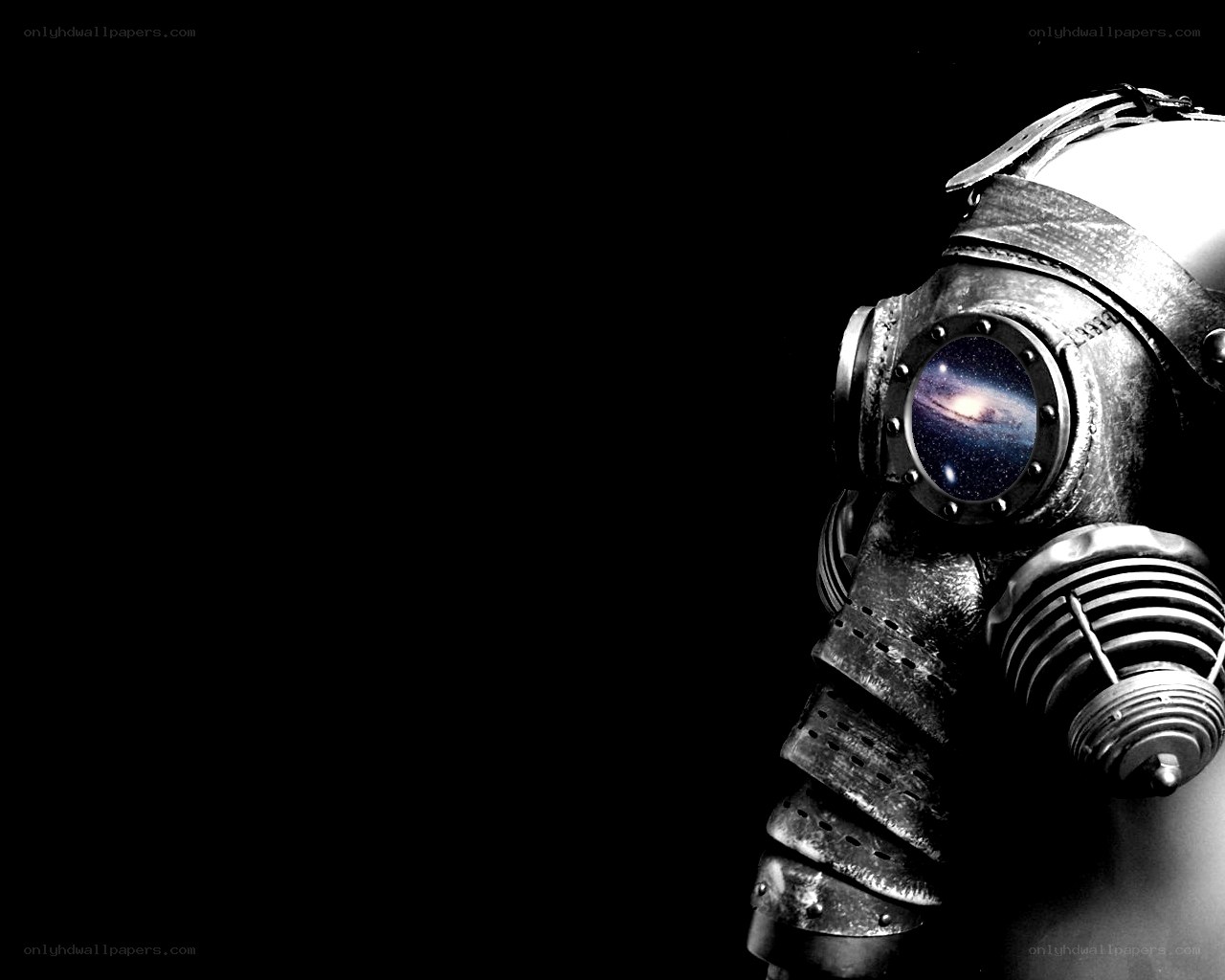 gas mask with galaxy eye