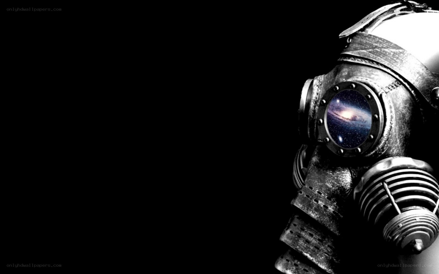 gas mask with galaxy view