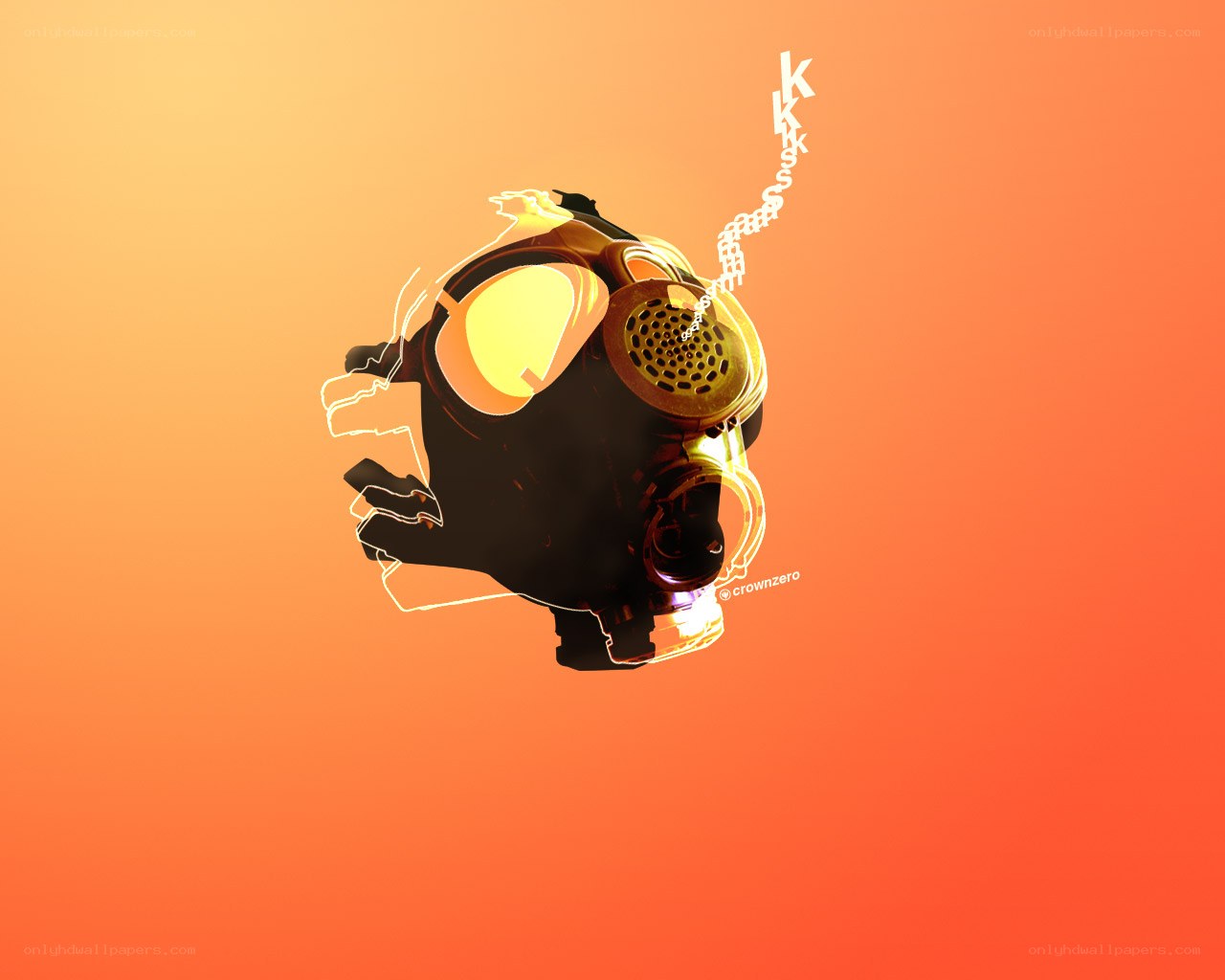 gas mask with glowing outline