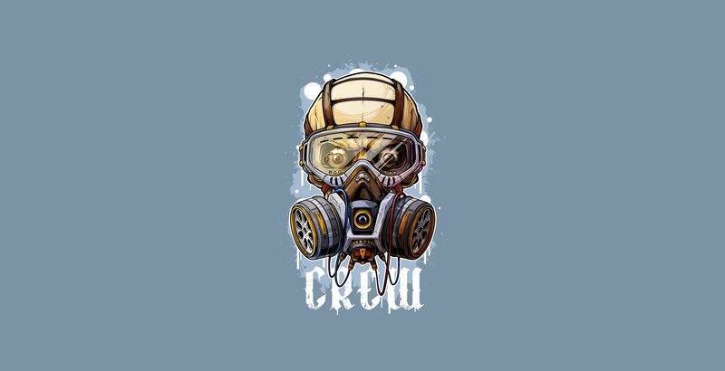 Gas Mask with Goggles — Blue