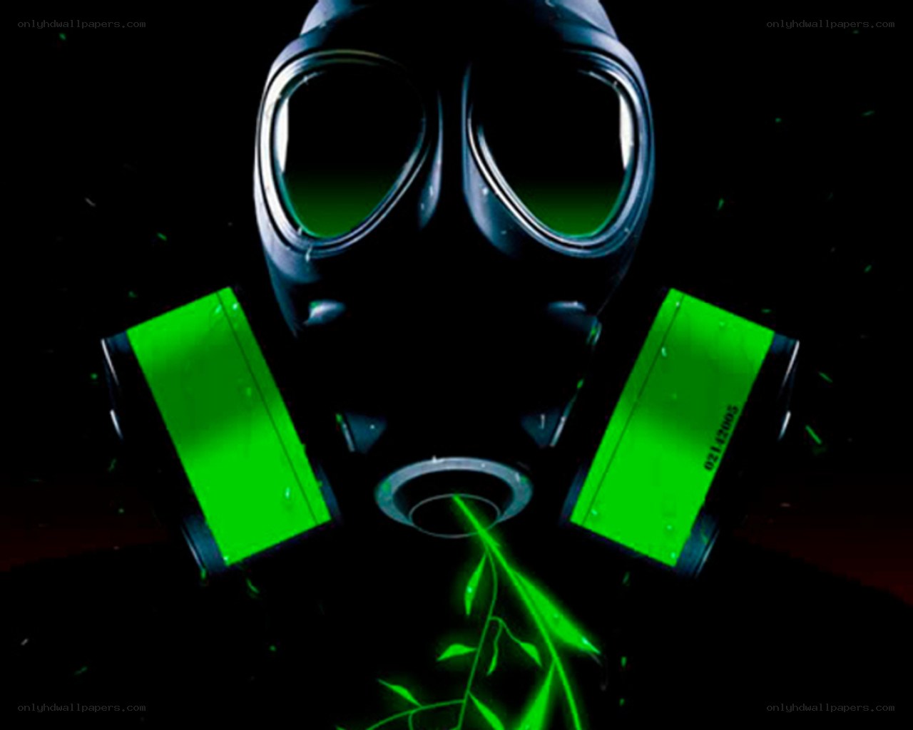 gas mask with green glow