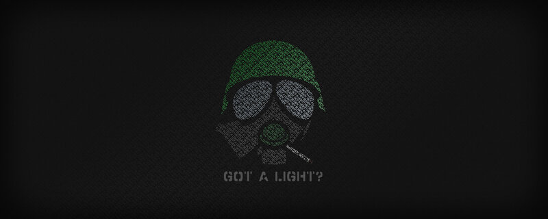 Gas mask with green helmet