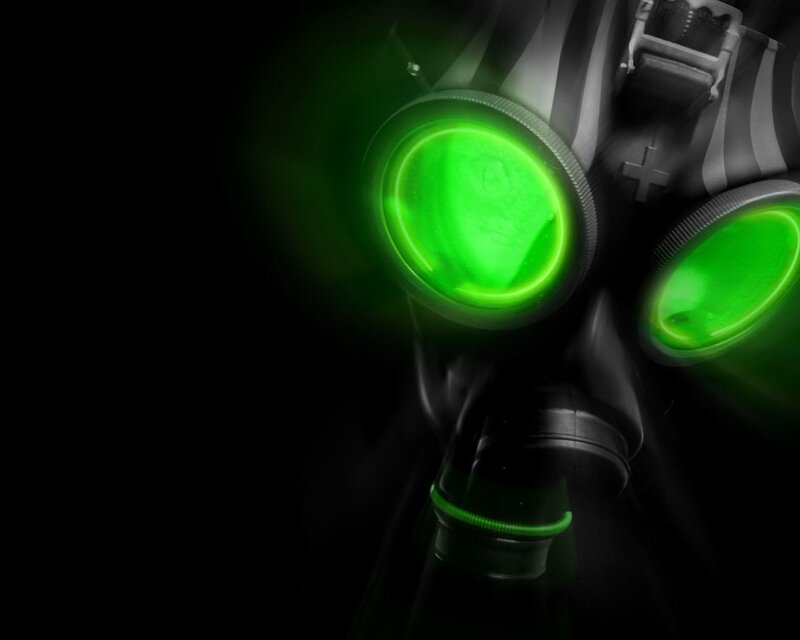 Gas Mask with Green Lights