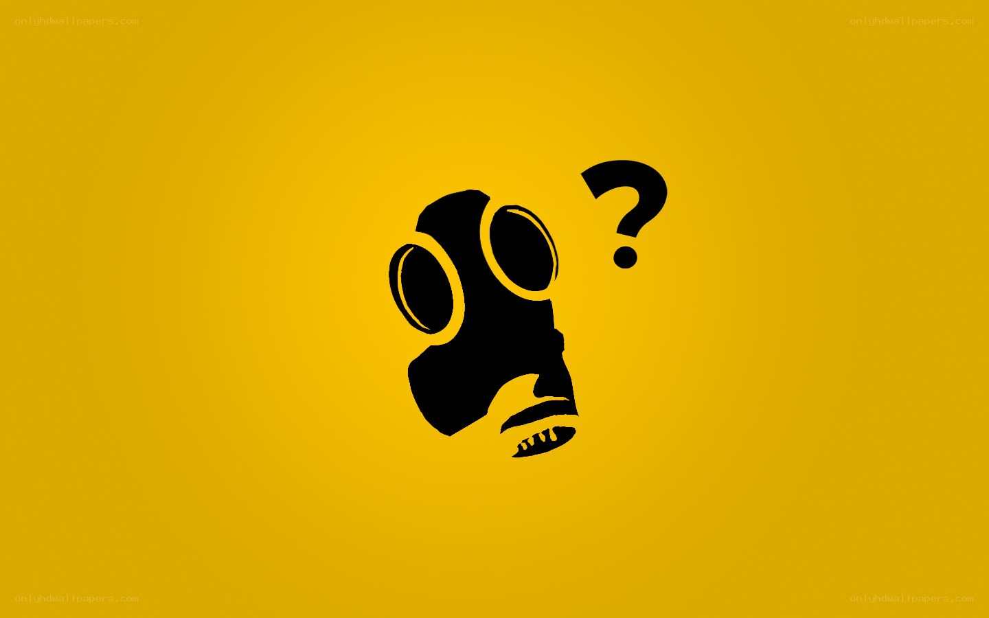 gas mask with question mark