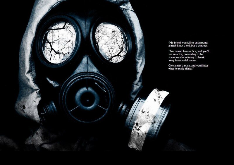 gas mask with quote