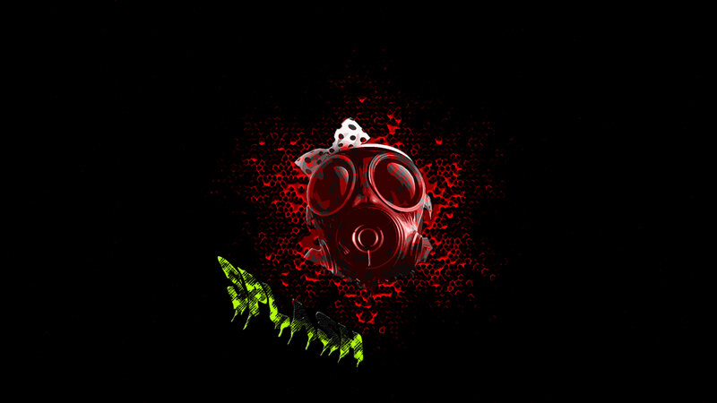 Gas Mask with Red and Green Effects
