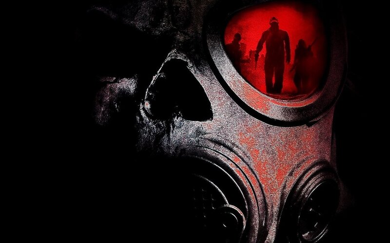 Gas Mask with Red Reflection — Black, Dark, Ominous, Digital Art