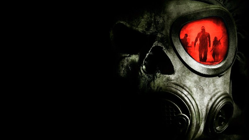 Gas Mask with Red Reflection — Black