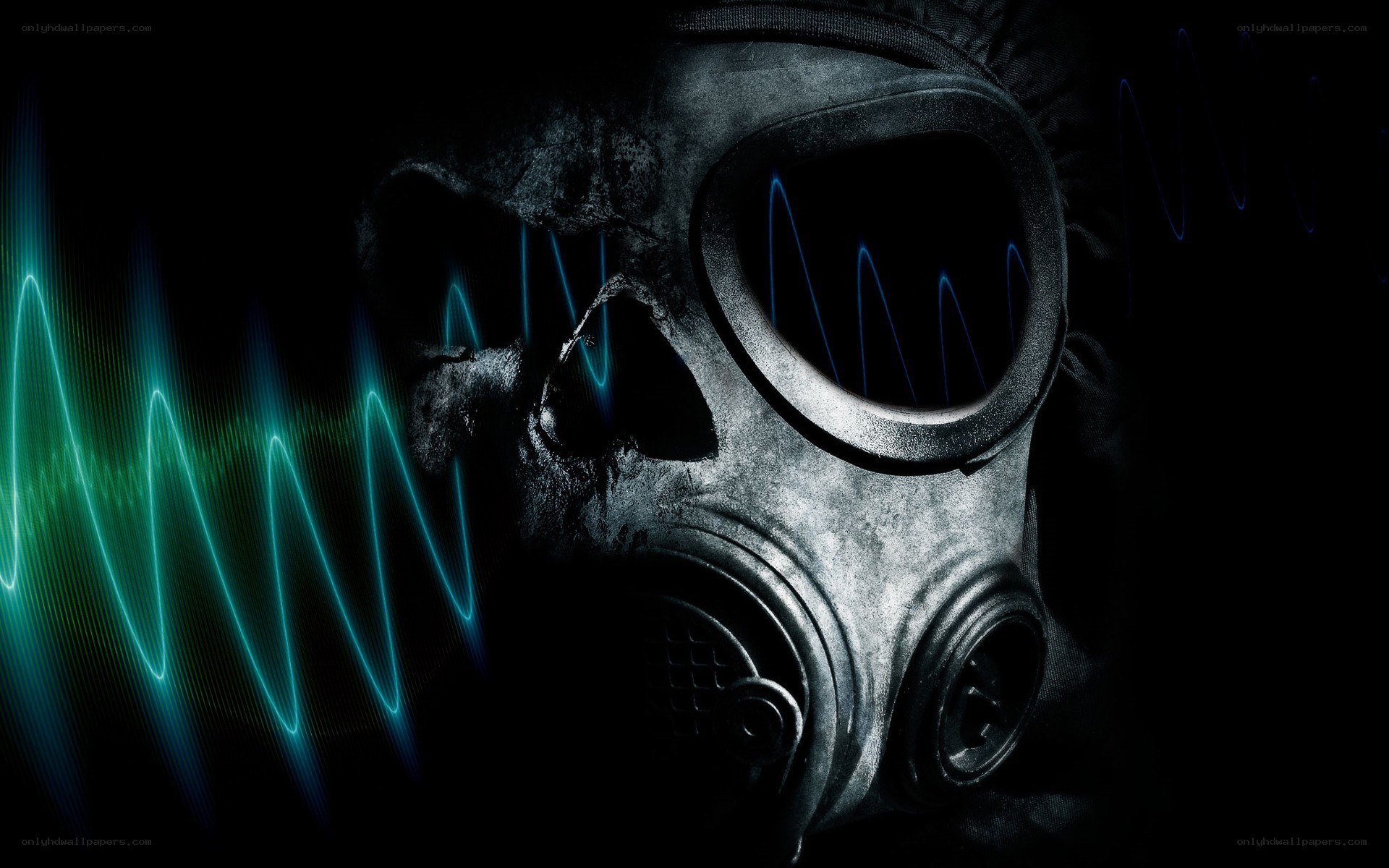gas mask with sound waves