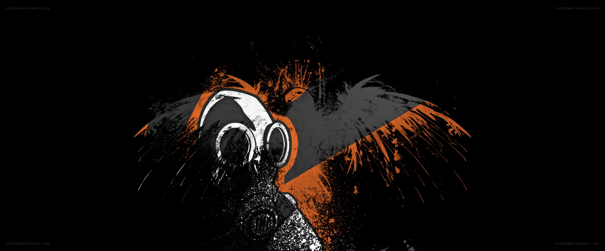 gas mask with wings artwork