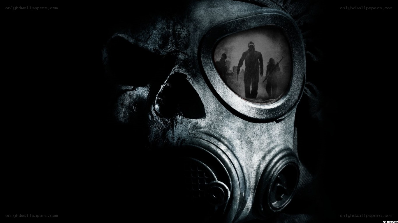gas mask with zombie reflection