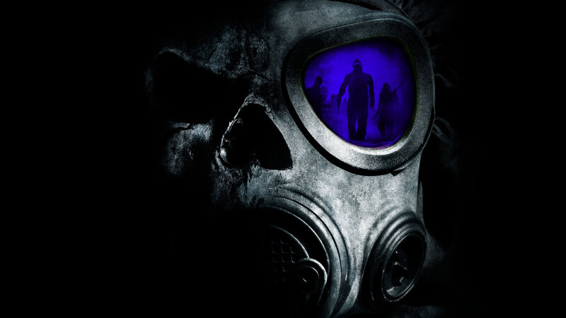 gas mask with zombie reflection