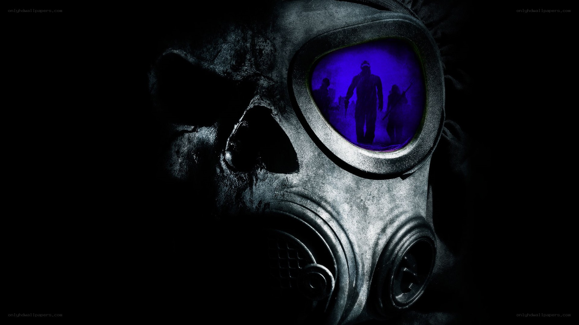 gas mask with zombie reflection
