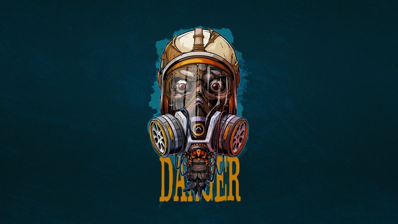 Gas-masked Figure — Blue