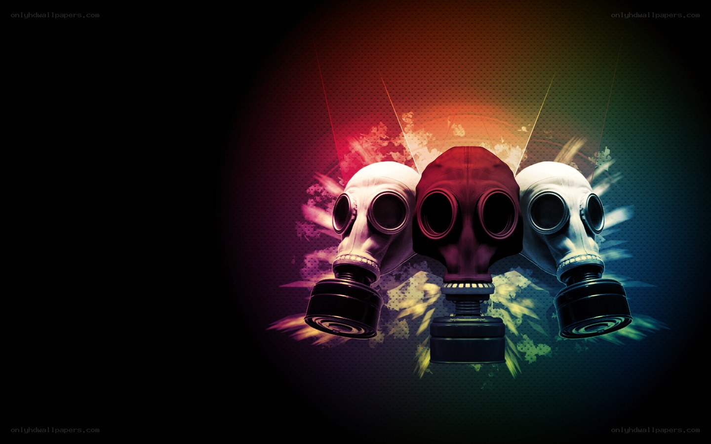 Gas masks with colorful background