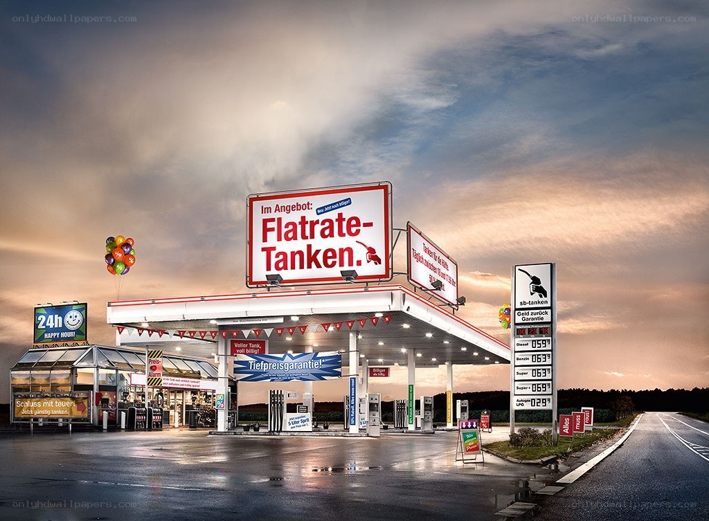 Gas station at dusk