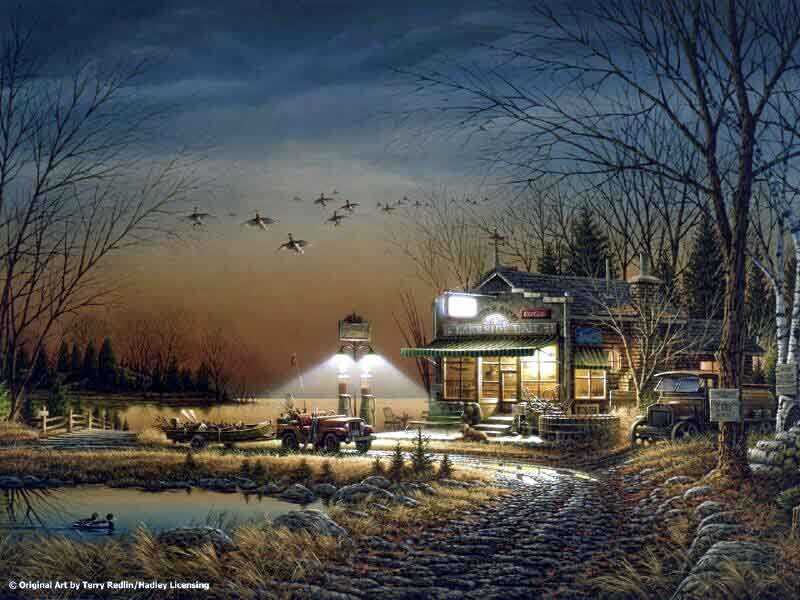 Gas Station at Dusk — Brown