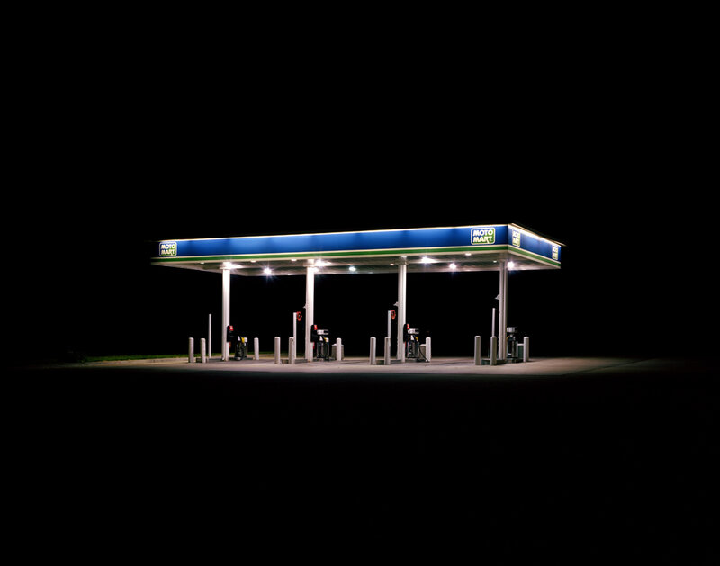 Gas Station at Night — Black