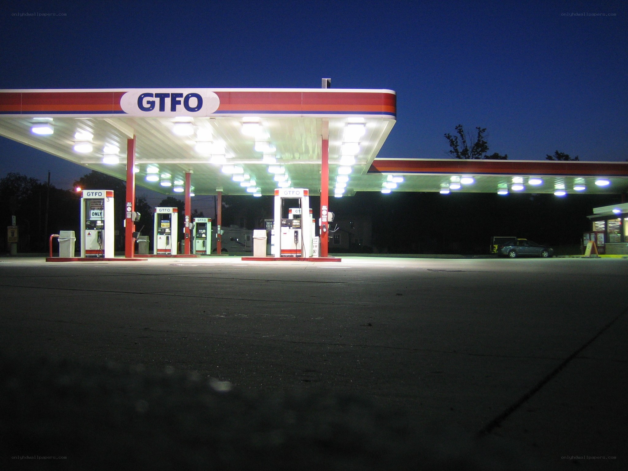 Gas station at night