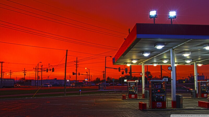 Gas Station at Sunset