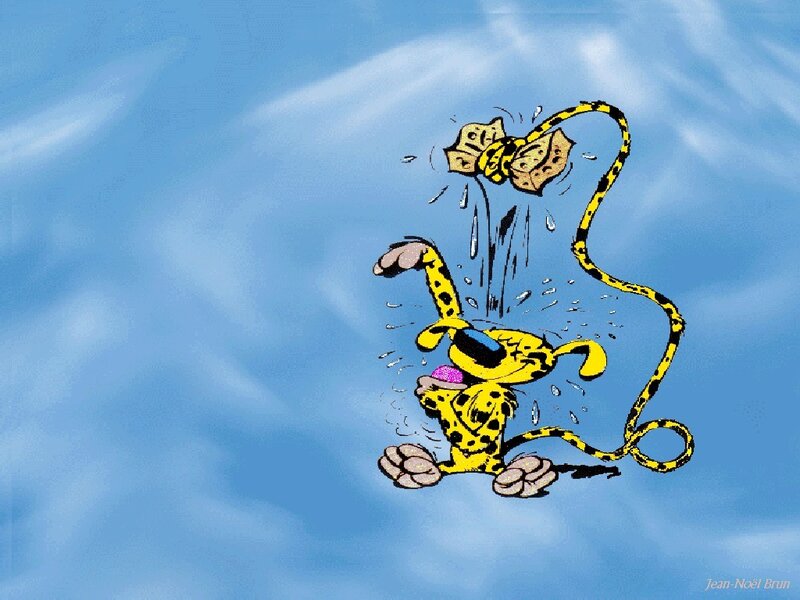 Gaston Lagaffe in a water fight