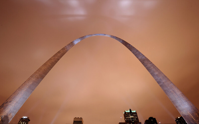 Gateway Arch at Night — Orange, Dramatic