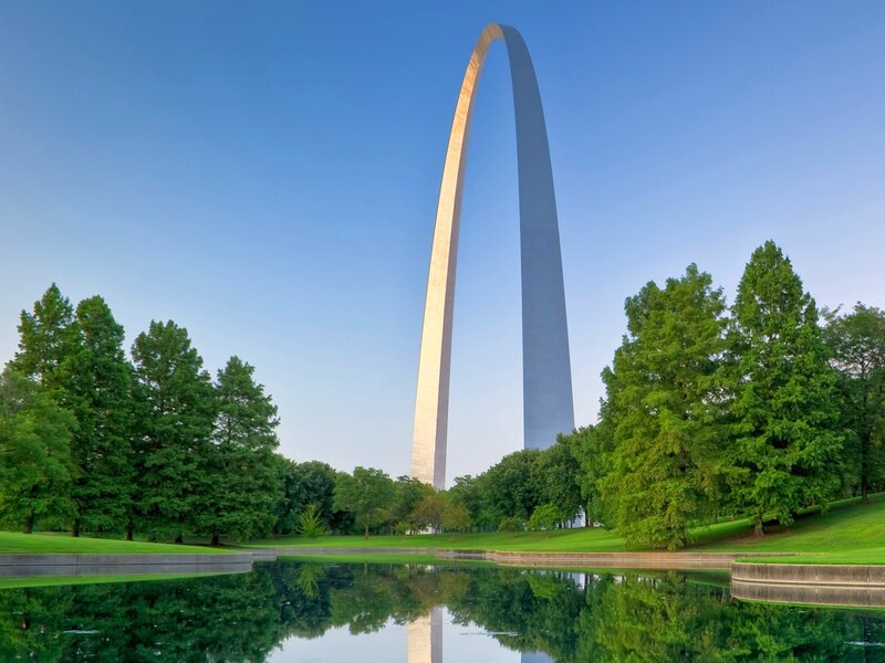Gateway Arch in Park — Blue, Serene
