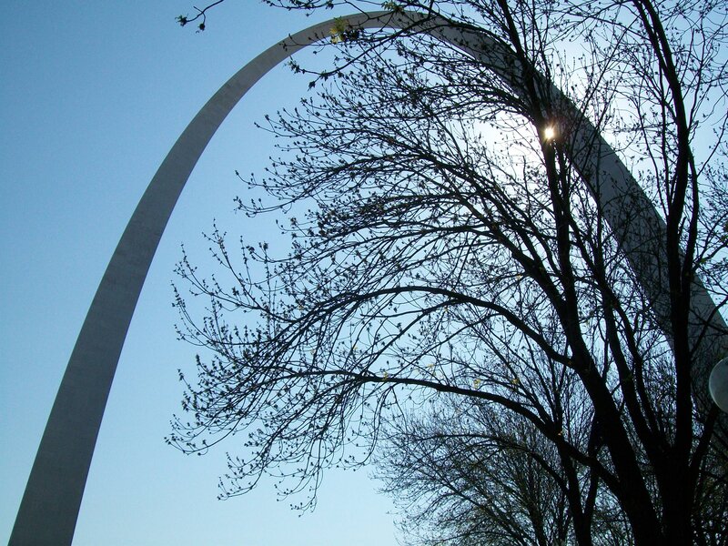 Gateway Arch with tree silhouette