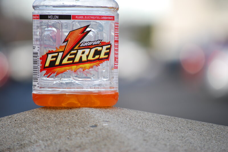 Gatorade Fierce bottle on stone