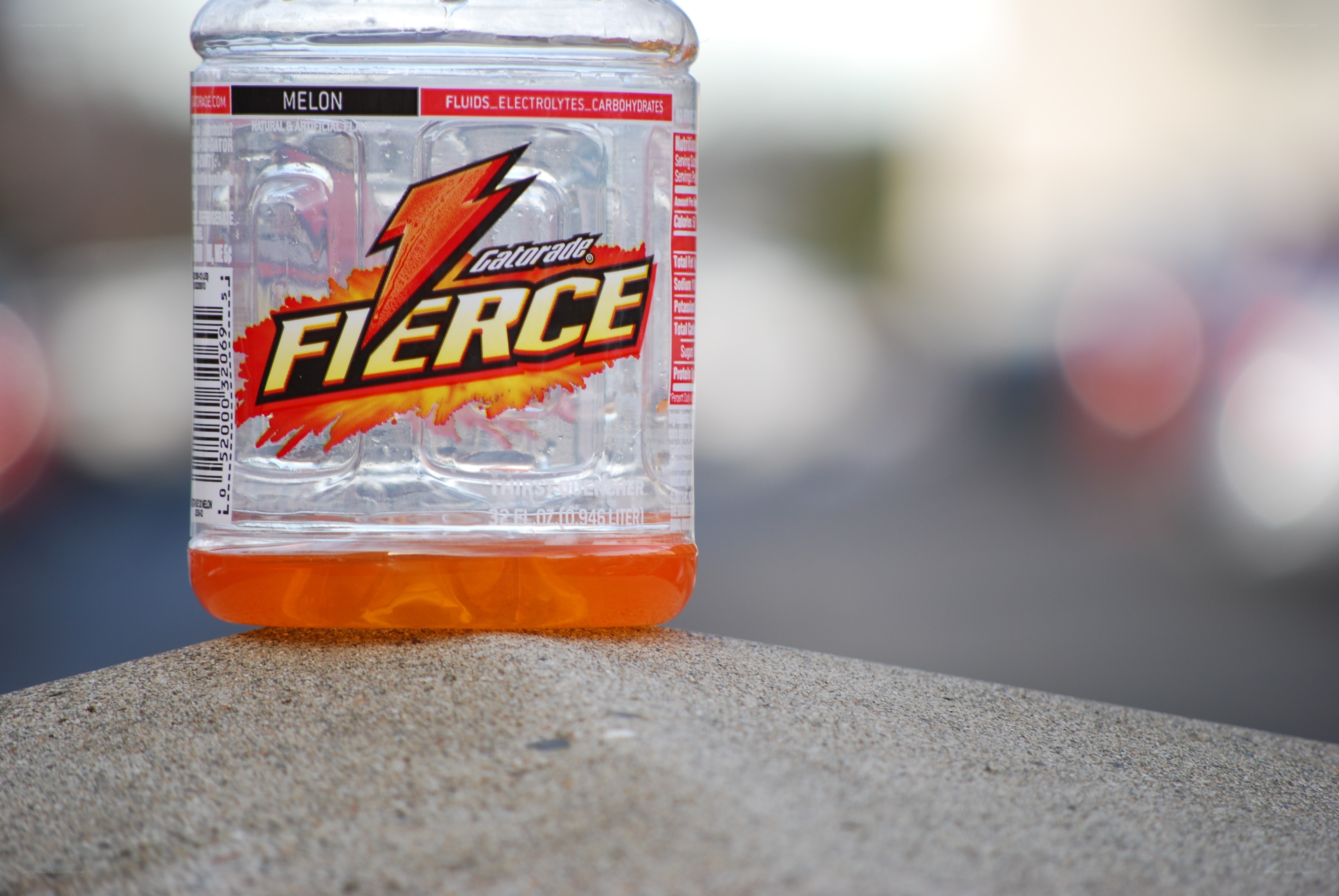 Gatorade Fierce bottle on stone