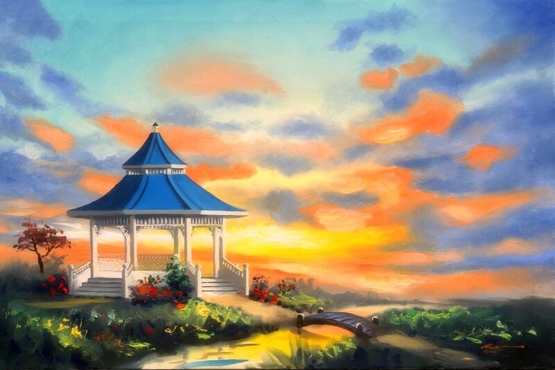Gazebo at Sunset — Blue