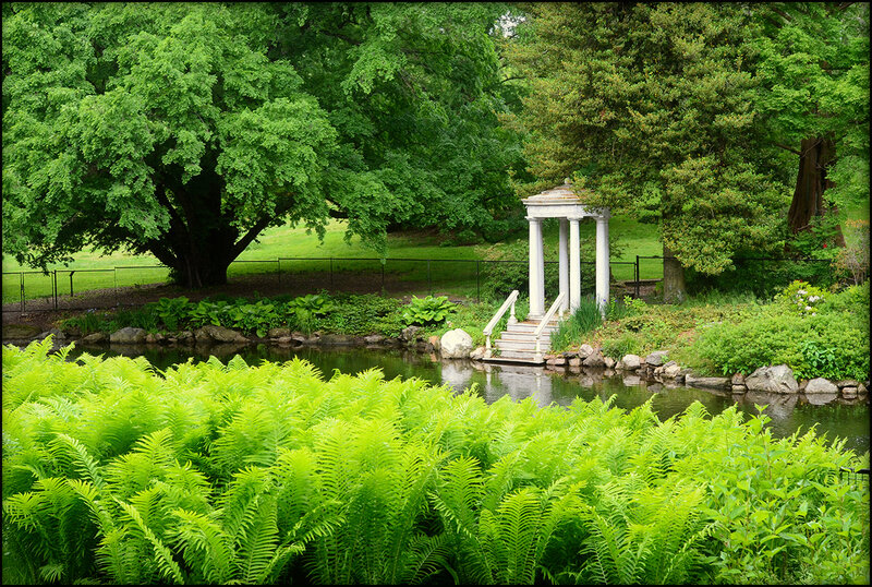 Gazebo by Pond — Green, Serene