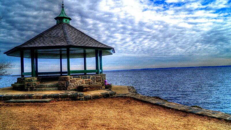 Gazebo by the Water — Blue, Dramatic