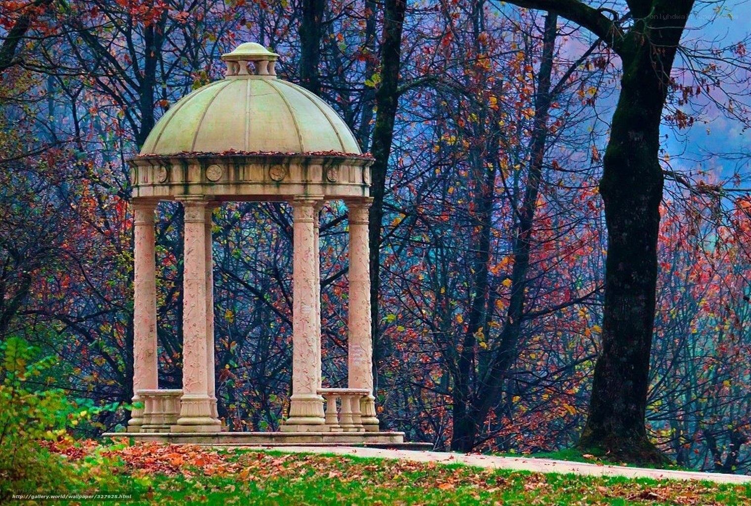 Gazebo in autumn forest