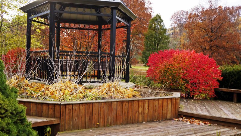 Gazebo in Autumn Garden — Red
