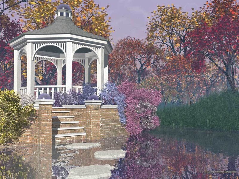 Gazebo in autumn garden