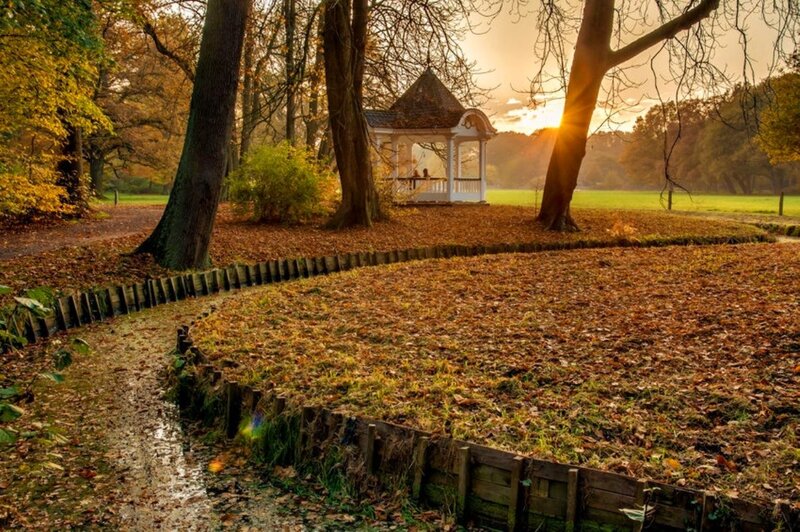 Gazebo in Autumn Park — Brown