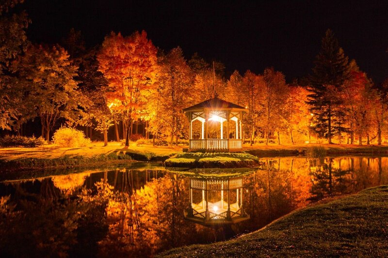 Gazebo in Autumn Park — Orange, Serene, Night