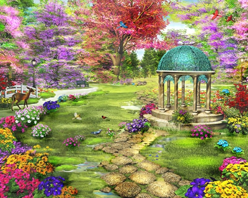 Gazebo in Flower Garden — Green